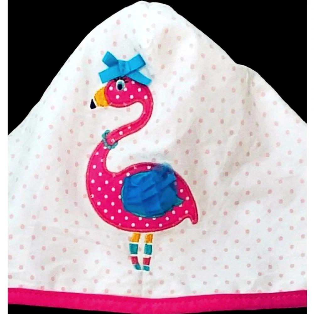 Maison Chic Pink Flamingo Kids Hooded Cotton Towel Beach Bath Pool 28x52 Large